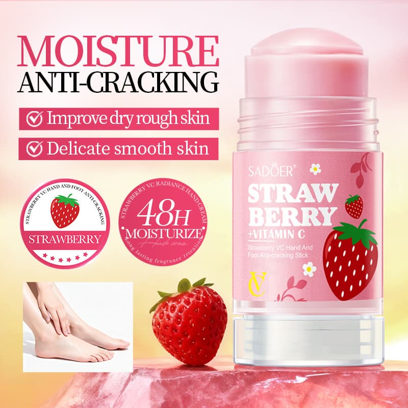 SADOER Strawberry VC Hand and Foot Moisturizing Anti-Cracking Stick 40g Autumn Winter Hand Cream Cross-Border Wholesale