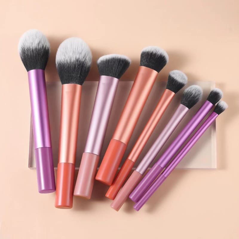Cross-border new 8-pc makeup brush set with colorful handle loose powder brush blush foundation eye shadow brush multi-color makeup tools