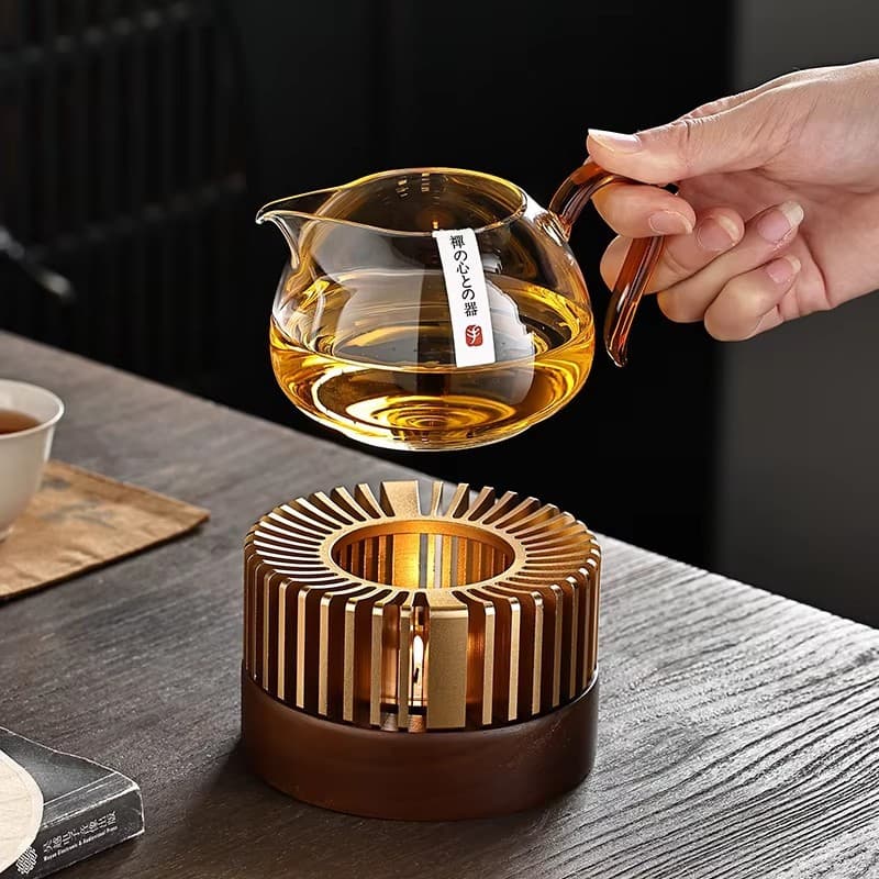 Tea warmer heating base, aluminum alloy processed multi-use warmer for brewing tea/fruit/flowers