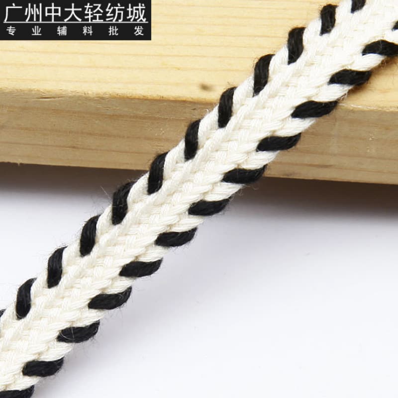DIY Multi-Strand Black White Red White Thread Woven Jacquard Ribbon Decorative Trim, Width 0.7/1.1cm, 100 Yards/Roll