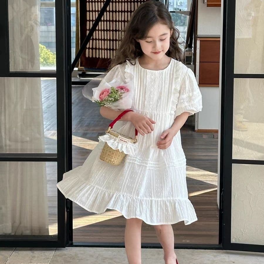 Girls' Dress 2025 Summer New Arrival Sweet Korean-Style Long Dress for Kids, Fashionable Princess Dress for Middle and Older Children