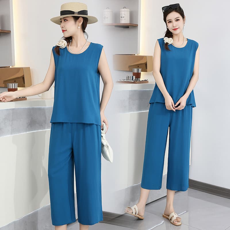 Oversized Wide-Leg Pants 2026 Spring/Summer New T-Shirt Plus Size Flattering Slimming Light Luxury Casual Two-Piece Women's Set