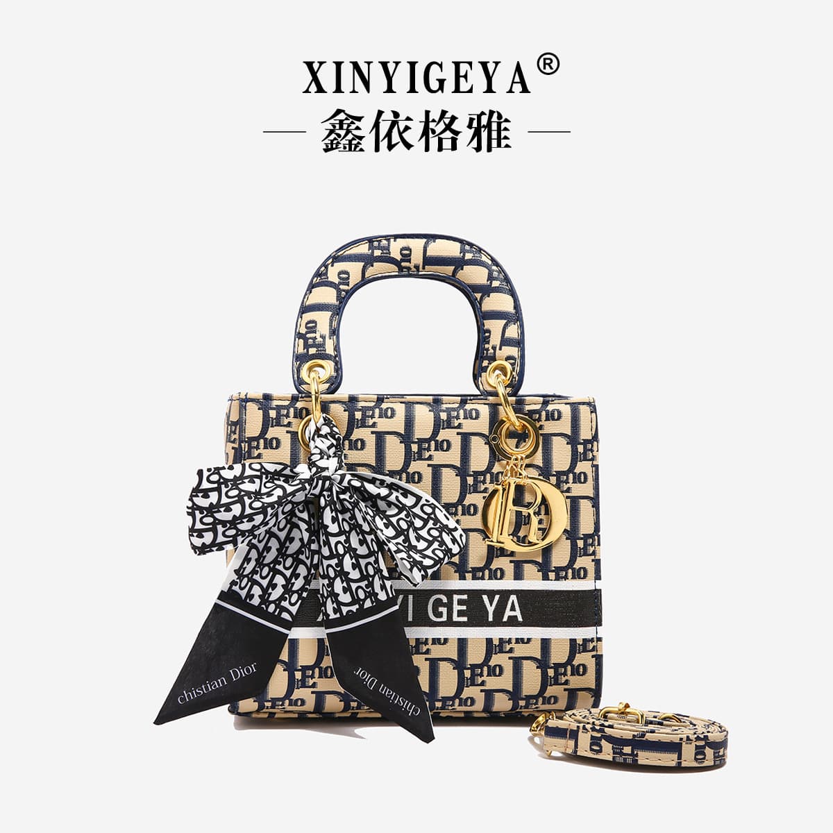 2025 New Cross-Border Versatile Lady Dior Bag Light Luxury Printed Handheld Crossbody Bag Office Commute Trendy Women's Bag