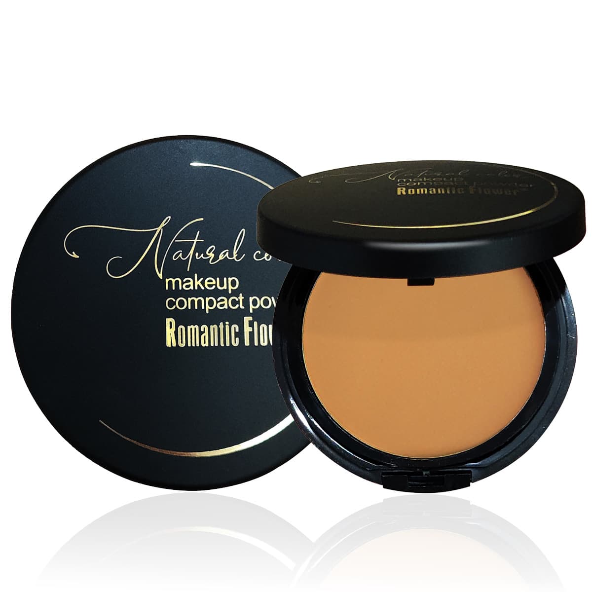 Cross-Border Export 3-Color Powder Compact, Dark Shade, Waterproof, Full Coverage Cosmetic Pressed Powder, Natural Finish with Puff