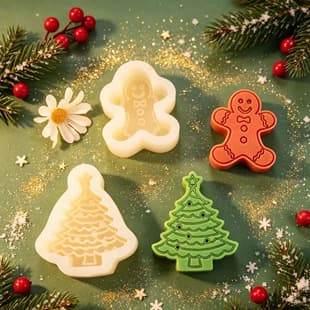Christmas Tree Gingerbread Man Scented Candle Silicone Mold Christmas DIY Diffuser Stone Handmade Soap Plaster Baking Mold