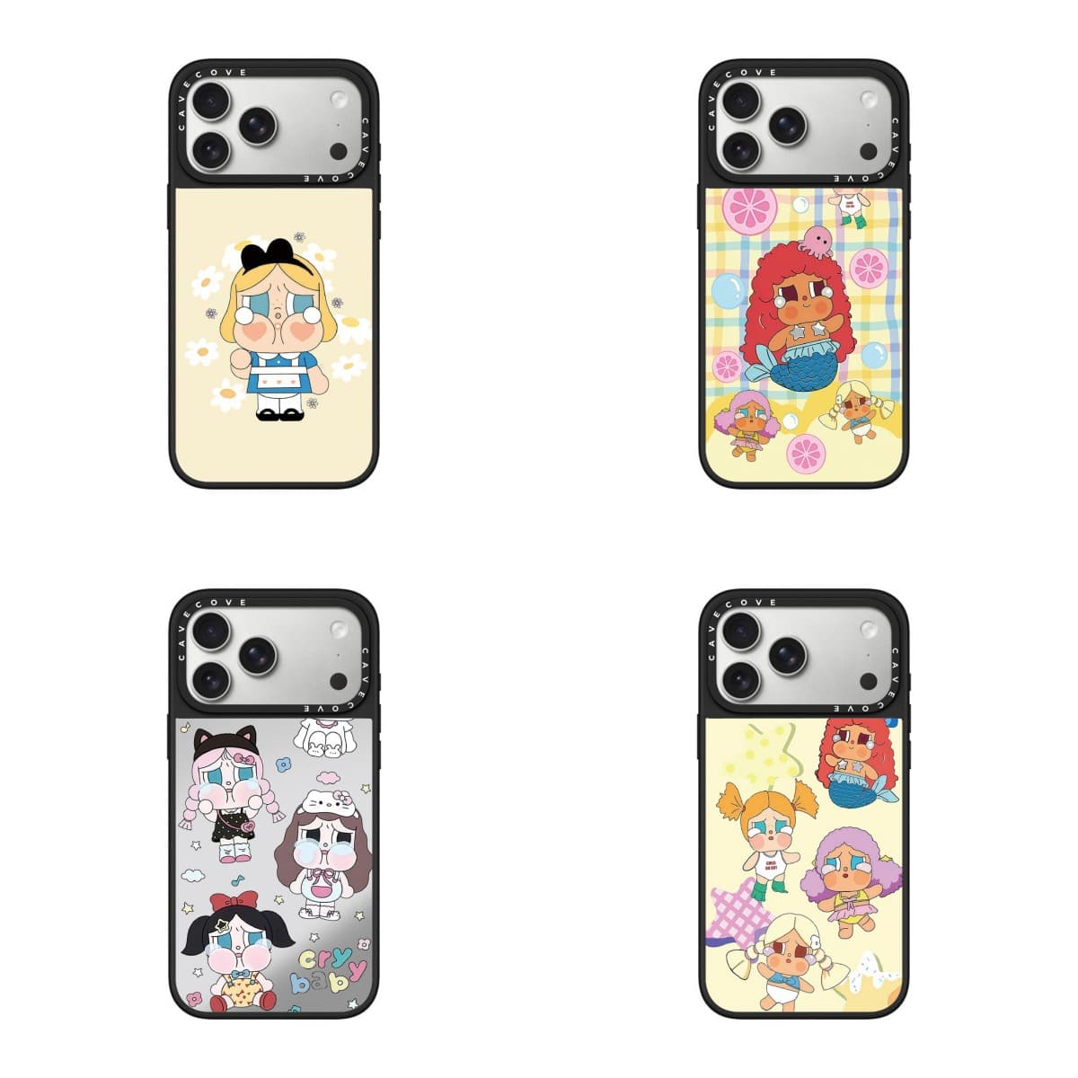 Niche cartoon crying girl mirror iPhone17ProMax mobile phone case suitable for 16ProMax cartoon anti-fall