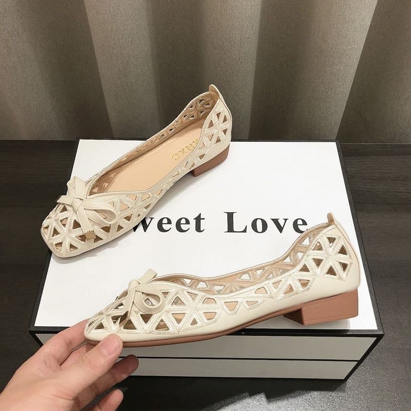 Breathable French Casual Evening Breeze New 2026 Summer Dress Flat Shoes for Women Gentle Hollow Out