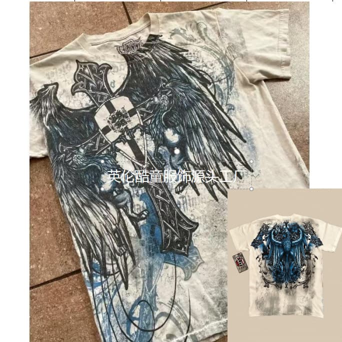 90s Retro T-shirt TAPOUT MPS T-shirt Short Sleeve Bones Grunge T-shirt European and American Men's Harajuku T-shirt