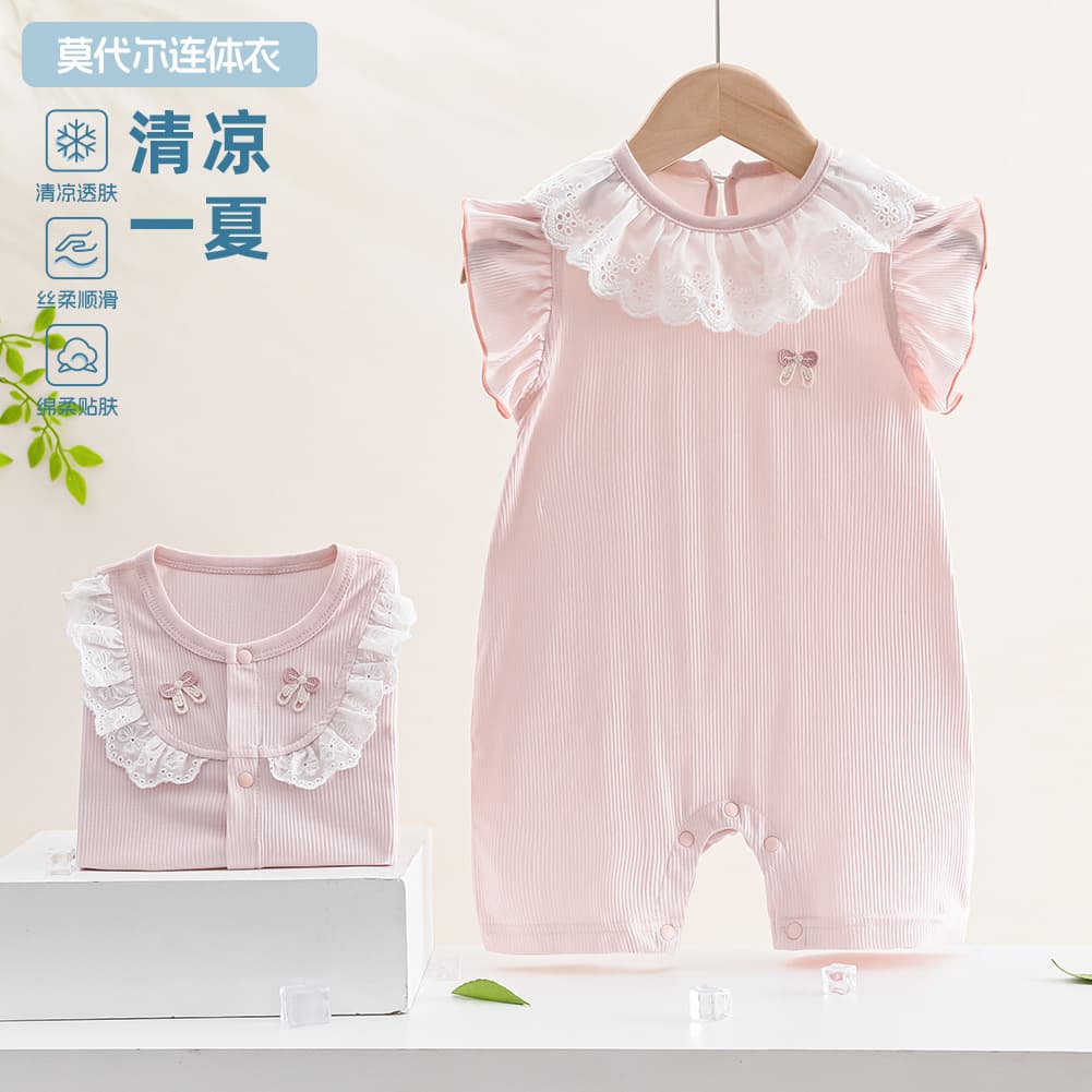 Baby Girl Summer Clothing Class A Modal Baby Jumpsuit Thin Breathable Newborn Sleeveless Air Conditioning Suit