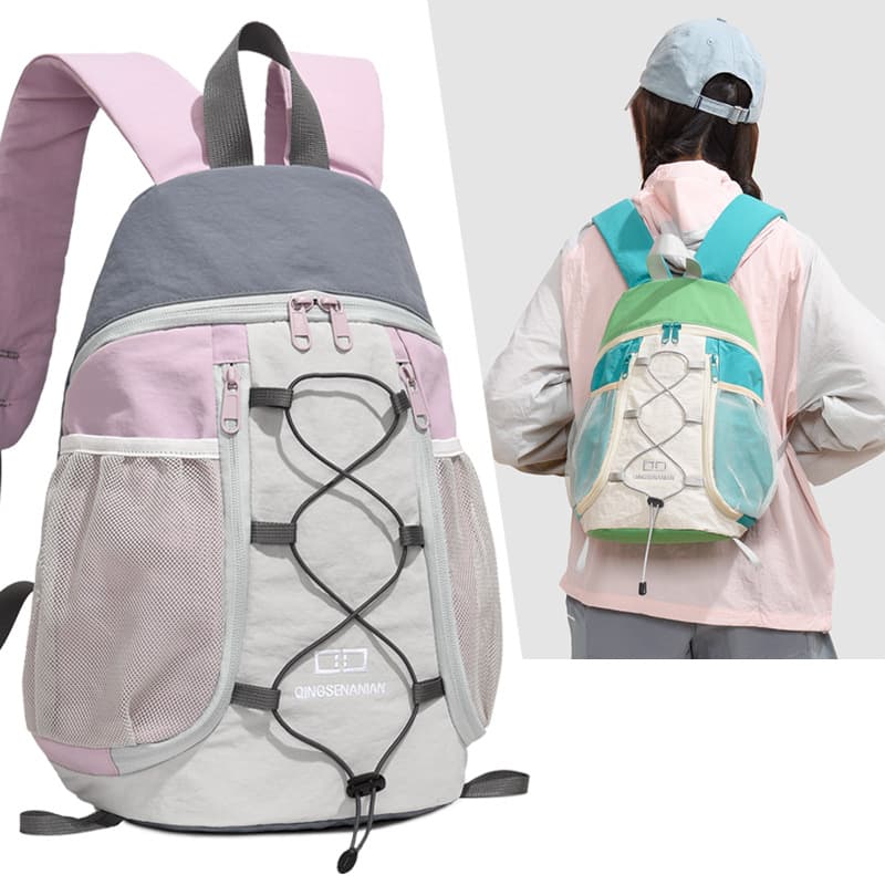 Fashionable New Dual-Strap High School Stylish Large-Capacity Lightweight Student Japanese-Korean Color-Block Backpack Simple Casual Small Bag