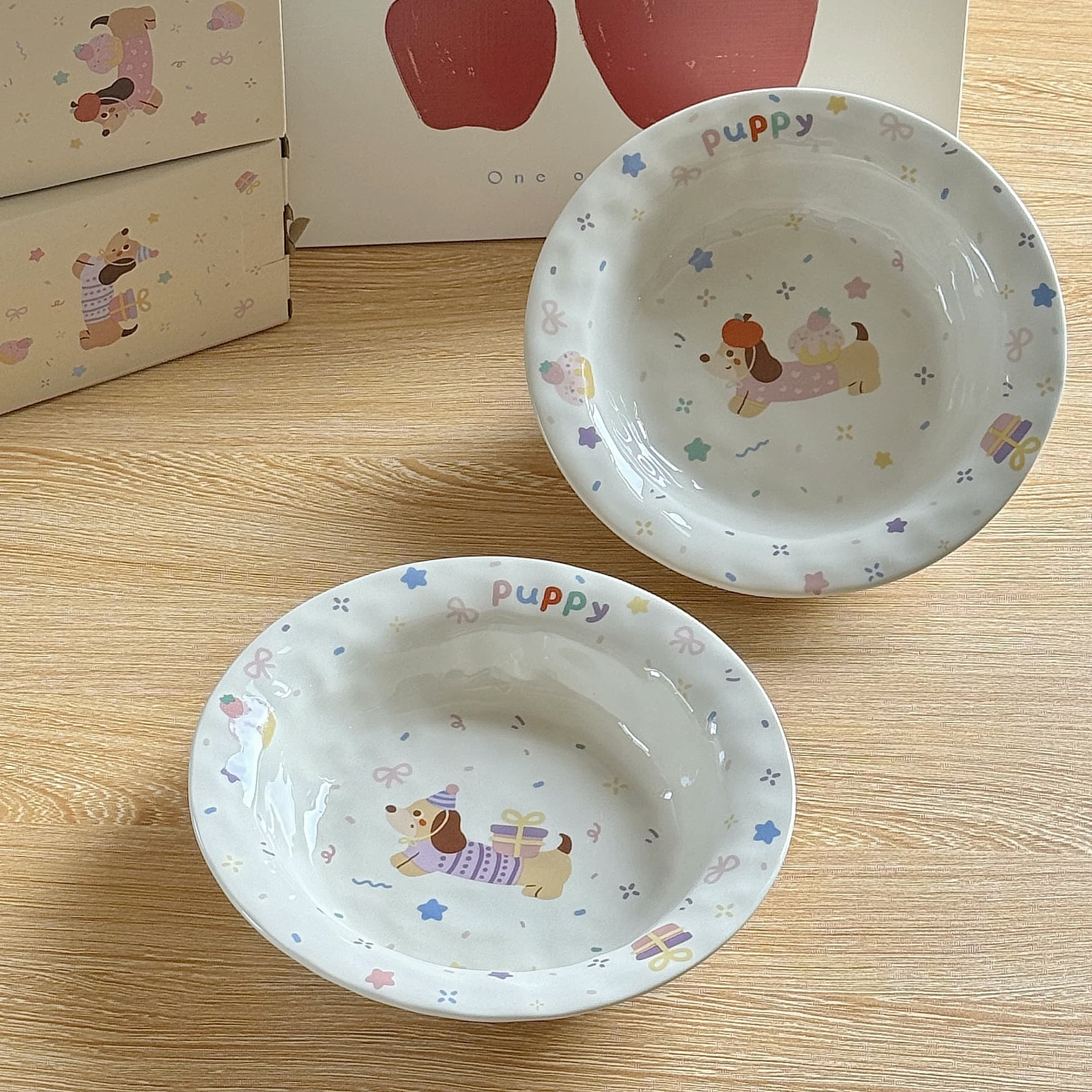 New dachshund dog tableware ceramic dinner plate, beautiful dessert plate, pasta plate, good-looking straw hat plate, soup plate