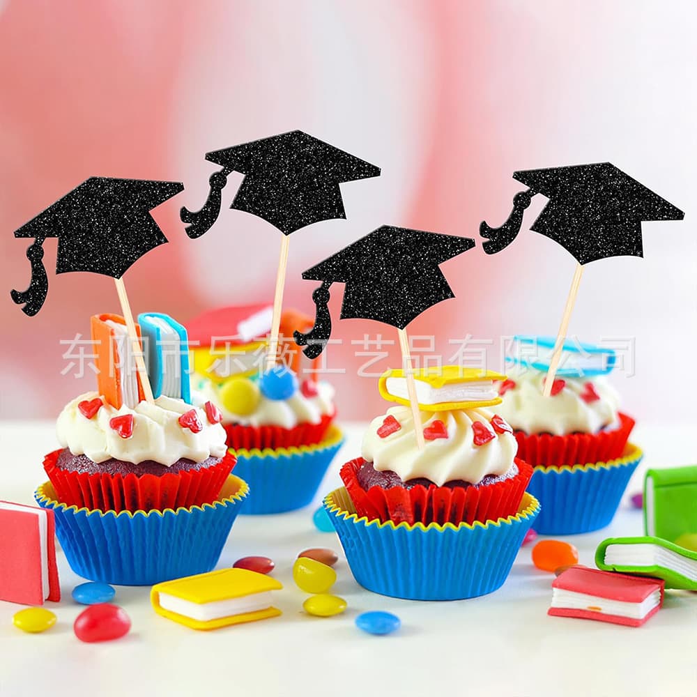New Graduation Hat Birthday Cake Topper Decoration, Graduation Theme Dessert Table Arrangement Cake Topper Wholesale