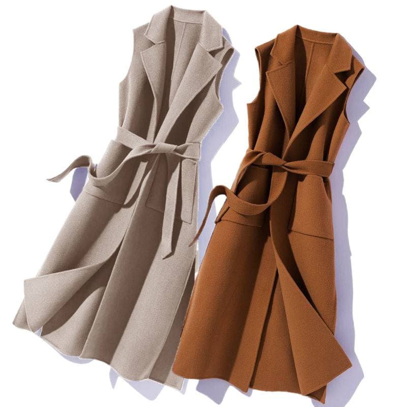 Autumn/Winter Woolen Women's Vest 2026 Cross-Border Fashion New Stylish Suit Collar Long Vest Cardigan Jacket