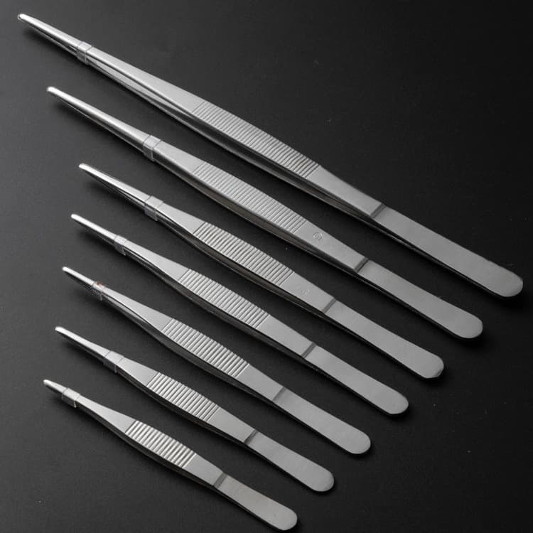 Stainless Steel Tweezers, Factory Supply Reptile Feeding Clamps, Thickened Toothed Anti-Slip Round Tip Scorpion Grabbing Clamps