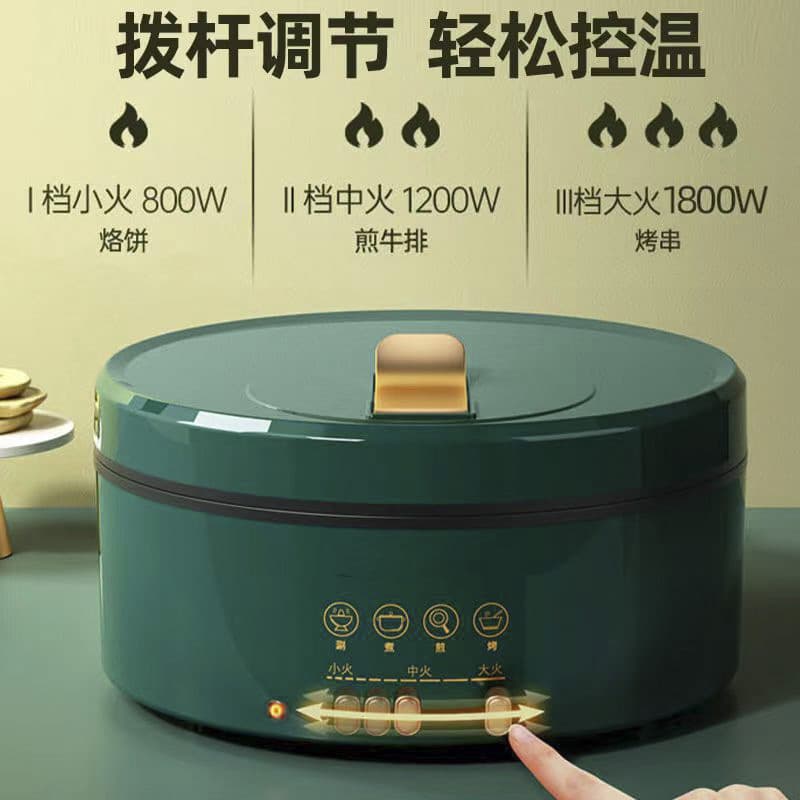 Home Use Deepened and Enlarged Electric Pancake Griller, Adjustable Temperature Double-Sided Heating Multi-function Electric Hot Pot, Grill Plate Three-in-One Grill