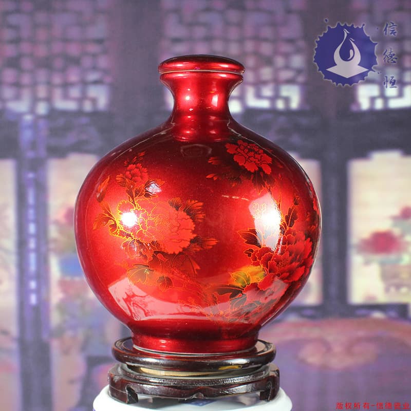 5 Jin 10 Jin Jingdezhen Ceramic Crystal Glaze Wine Bottle Jar Flat Lid Baijiu Wine Flask Empty Bottle Manufacturer Direct Sale