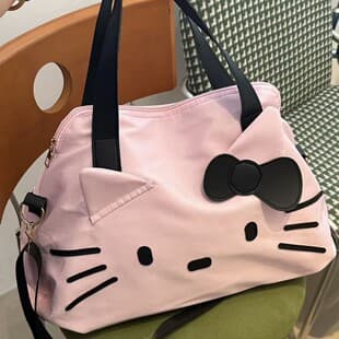 Handheld Short Trip Travel Bag Large Capacity KT Student Luggage Bag Hello Kitty Girl Shoulder Bag Cartoon Tote for Women