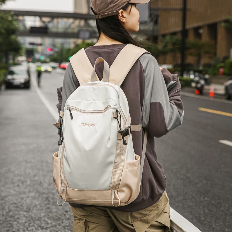 Trendy Backpack for Male College Students, New Fashion Outdoor Travel Dual-Shoulder Bag, Lightweight Hiking Backpack for High School Students
