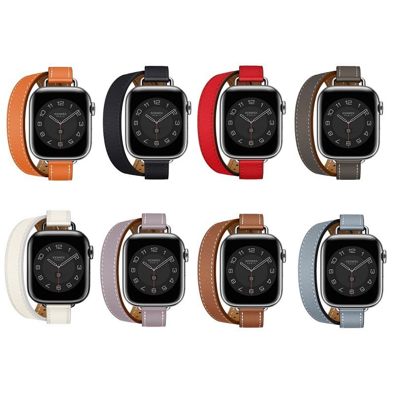 Genuine leather slim-fit double-loop strap for Apple iWatch 8/7/6/5/4/3/SE