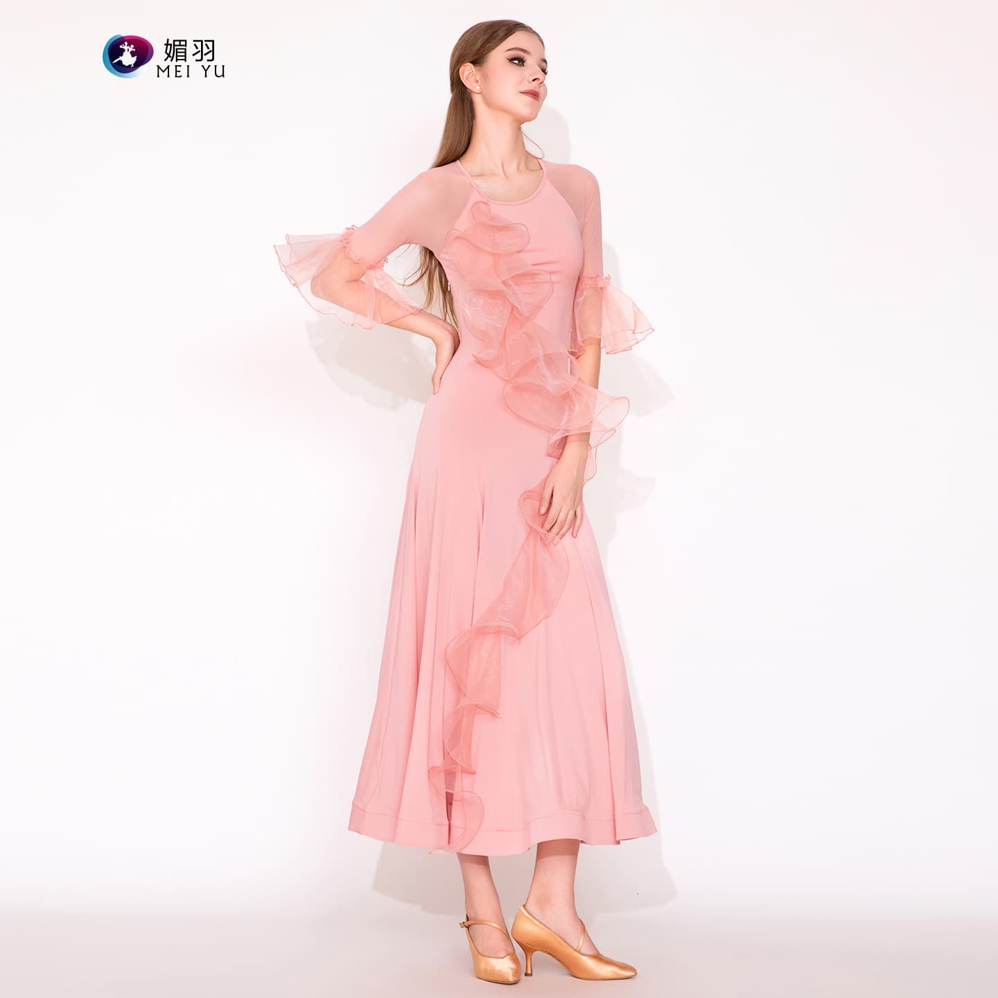 Delicate pink! English yellow rose! Meiyu 2025 New Modern Dance Dress MY937 Waltz Practice Suit