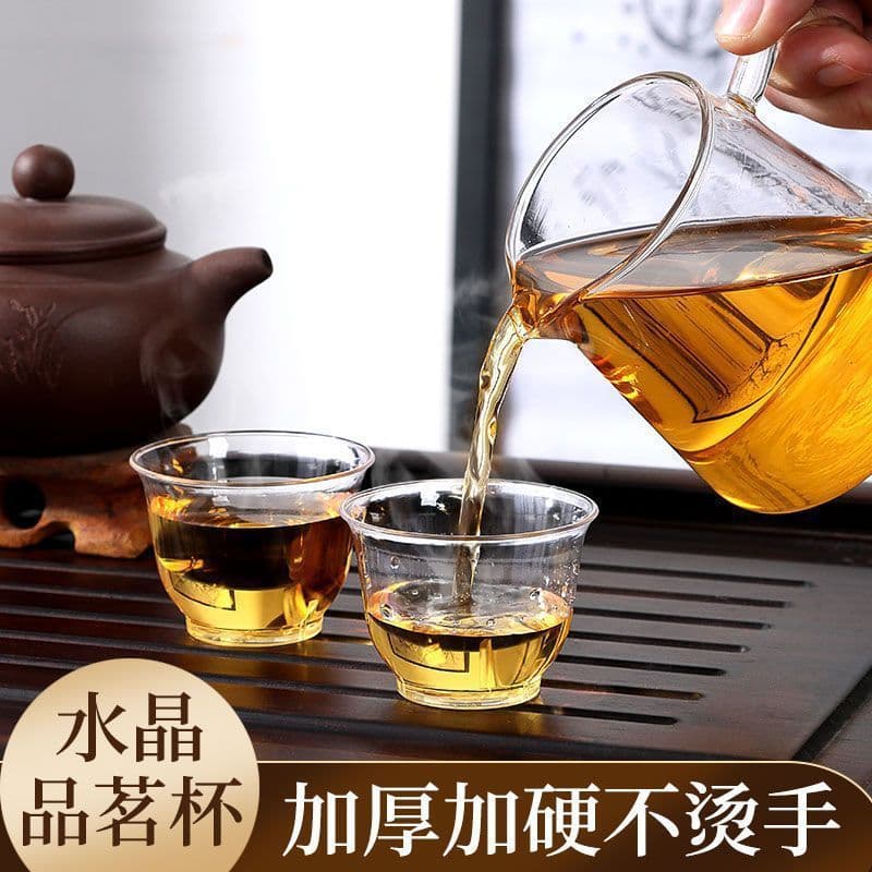 Disposable Gongfu Teacup Thickened High Temperature Resistant Crystal Cup Office Hospitality Cup Tasting Cup Commercial Hard Plastic