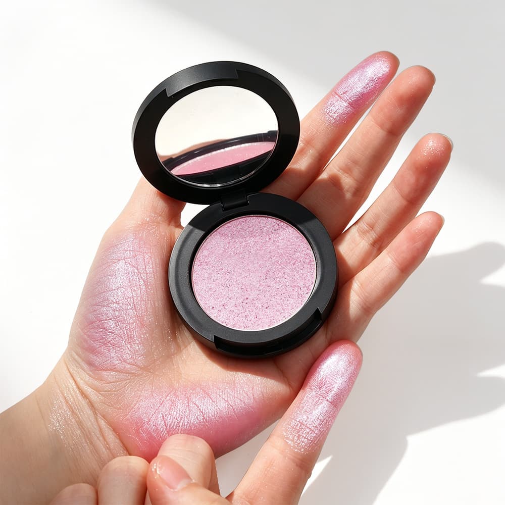 Mochi Mashed Potato Highlight Powder Sheer Explosive Shimmer Fine Glitter Natural Contour Face Highlighter Compact with Mirror