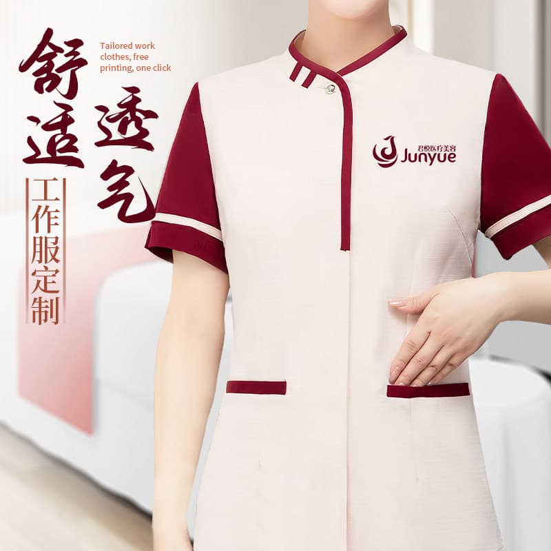 New beauty salon cleaning aunt overalls women's summer short-sleeved hotel room hotel property shopping mall cleaning clothes