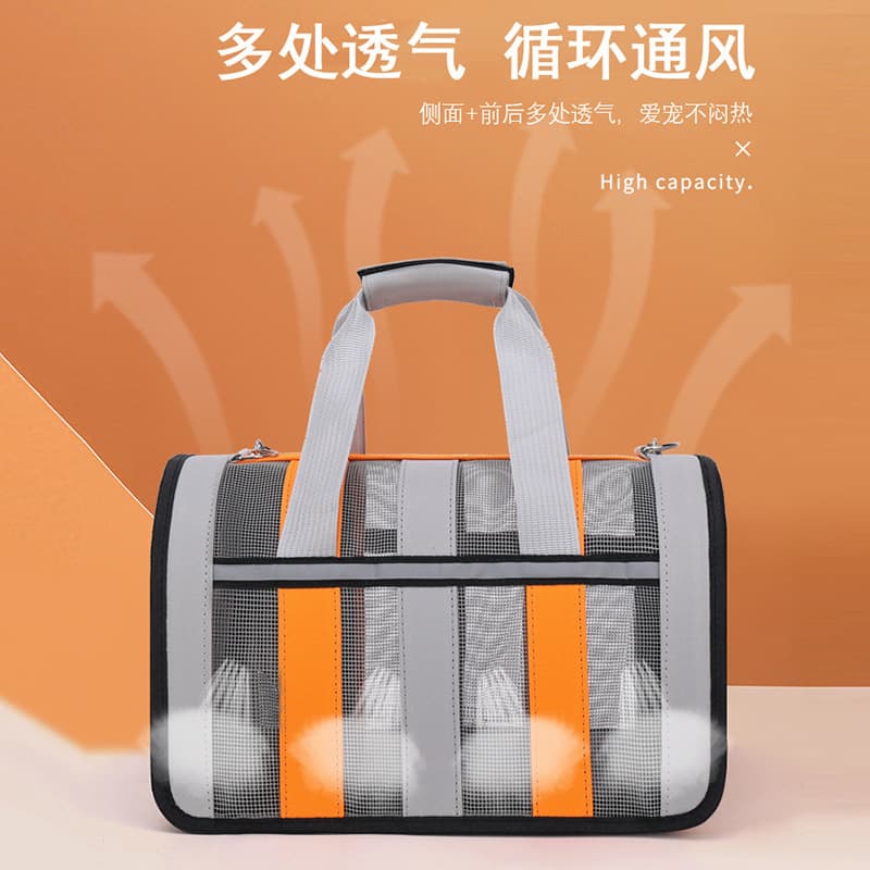 Portable Folding Pet Bag for Cats and Dogs, Large Space, Handheld, Breathable Mesh Travel Outdoors Pet Carrier, Oxford Material