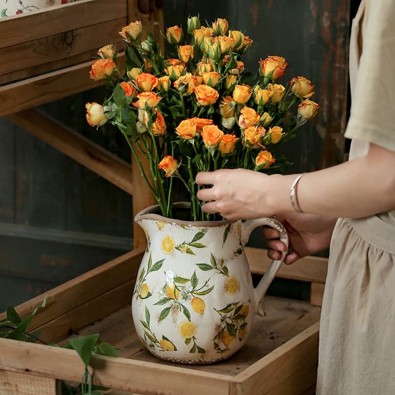 Retro pastoral style ceramic vases, creative vase ornaments, living room flower arrangements, hydroponic vessels, creative American art