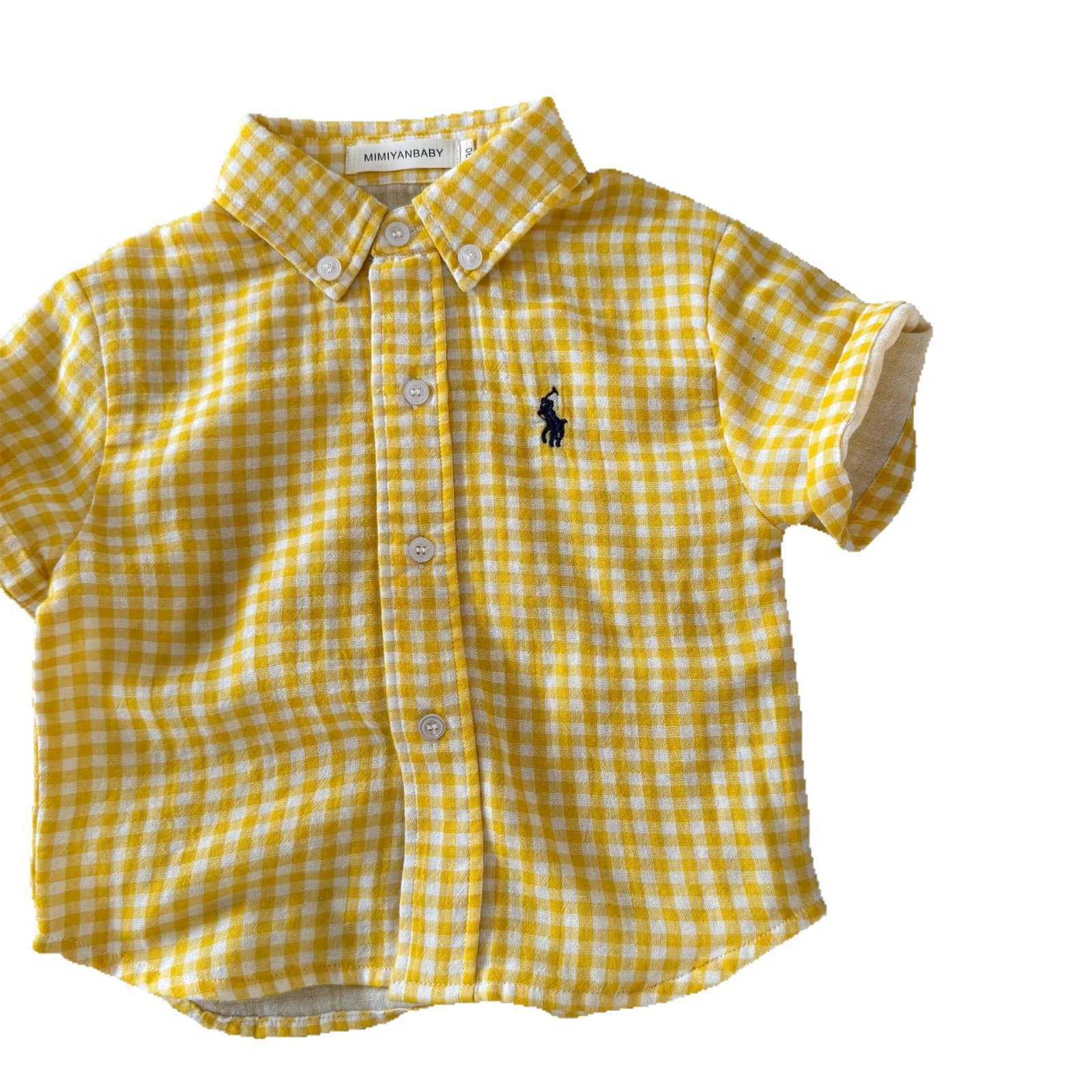 Kids Short Sleeve Shirt 2026 Summer Boys Girls Japanese Trendy Brand Plaid Shirt Baby Toddler Stylish Top