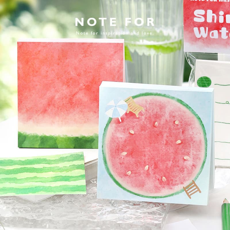 NOTE FOR Memo Pads, Sparkling Watermelon, Summer Fruit Fresh Creative Fun Watercolor Message Note-taking Pads
