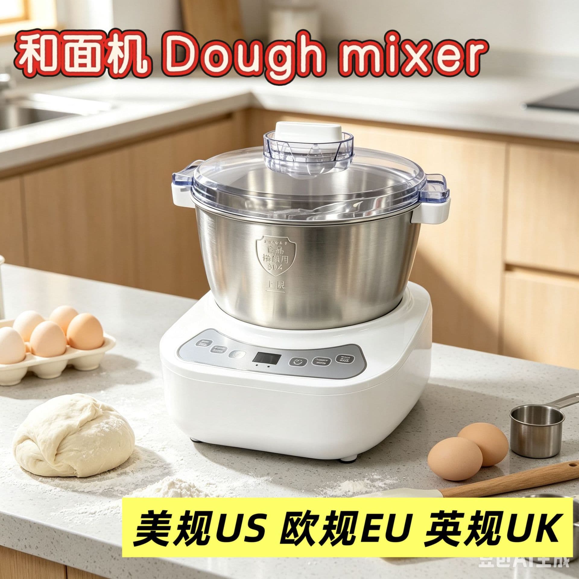 Home Dough Mixer US EU Smart Automatic Proofing Integrated Electric Dough Mixer Drop Shipping Cross-Border