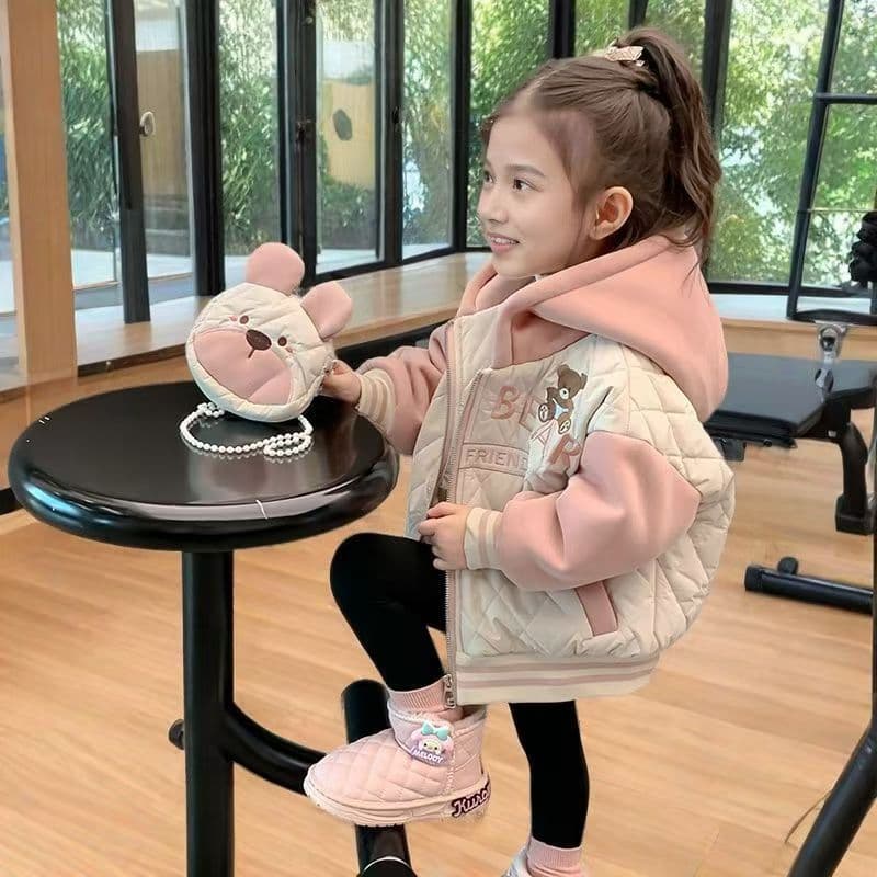 Girls' Autumn/Winter Jackets 2025 New Fashion, Baby Girls' Fall Fleece-Lined Thick Tops, Children's Autumn Padded Wear