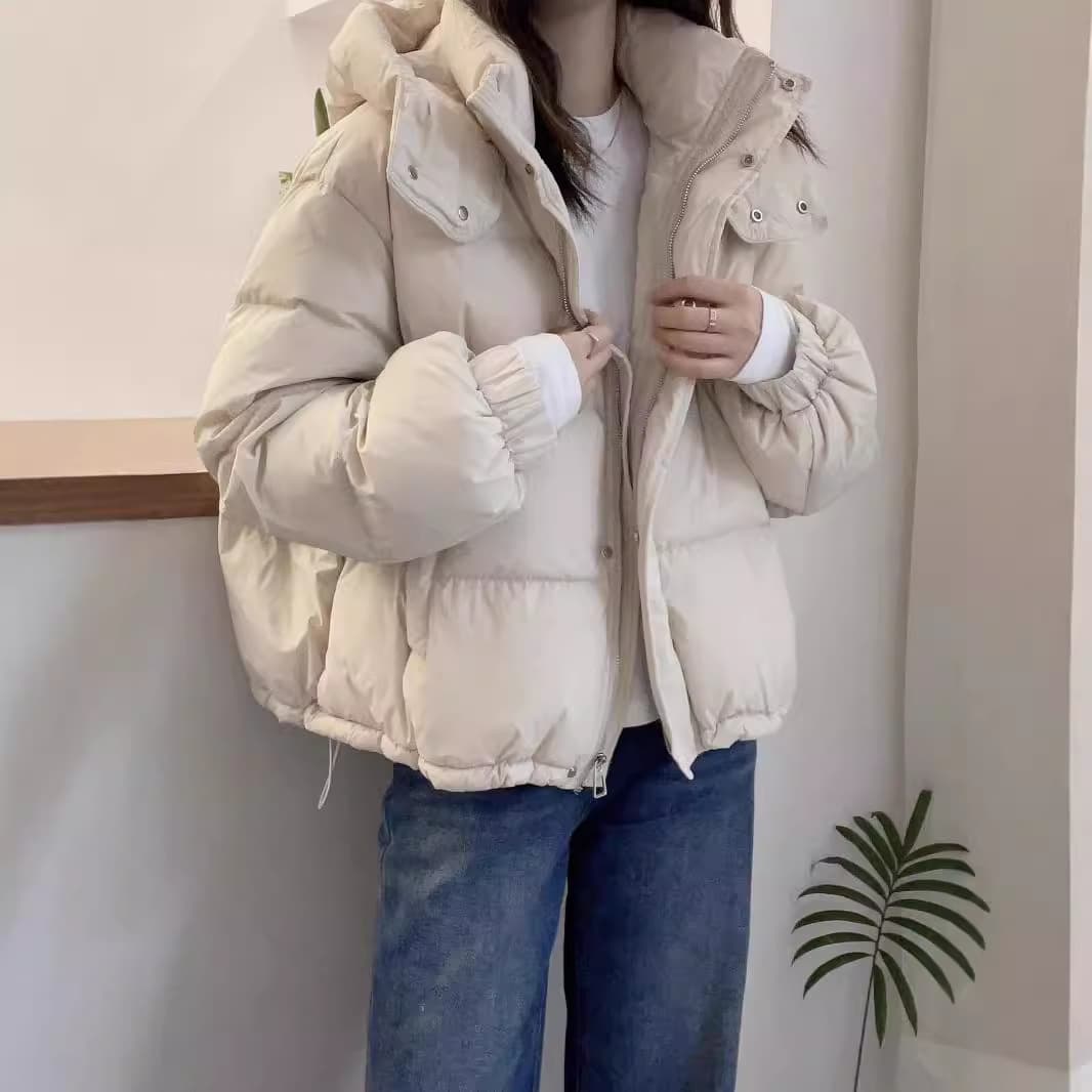 Women's Cotton Jacket Autumn/Winter Short Length 2025 Korean Style Large Size Loose Petite Hooded Fashion Warm Casual Outerwear
