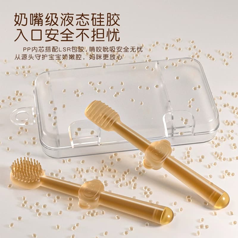 Baby Toothbrush Set - Silicone Tongue Cleaner & Milk Toothbrush for Infants 0-1 Year Old, Oral Care Kit