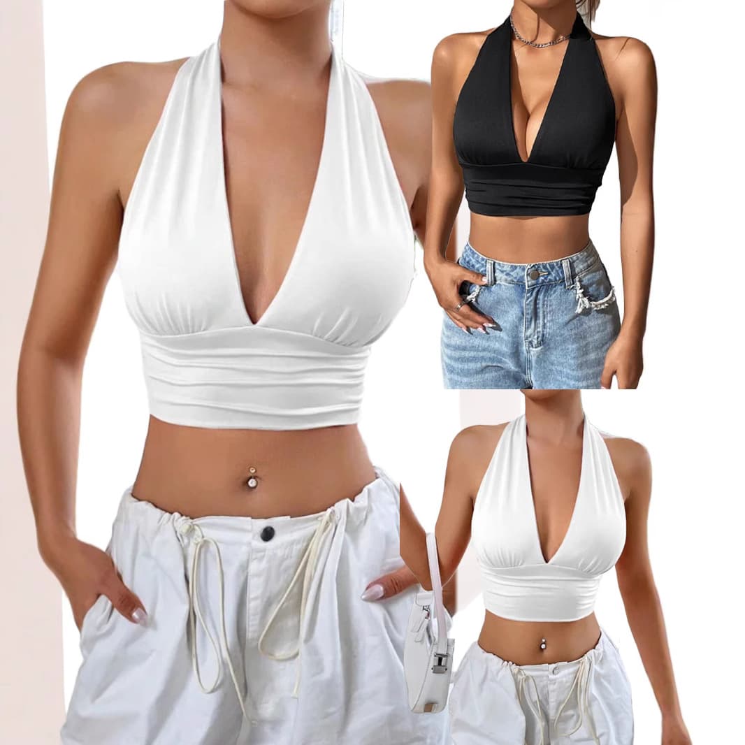 Cross-border Sexy Solid Color Camisole Women 2025 Spring Summer New Deep V Sleeveless Elegant Top In Stock Drop Shipping Women's Clothing