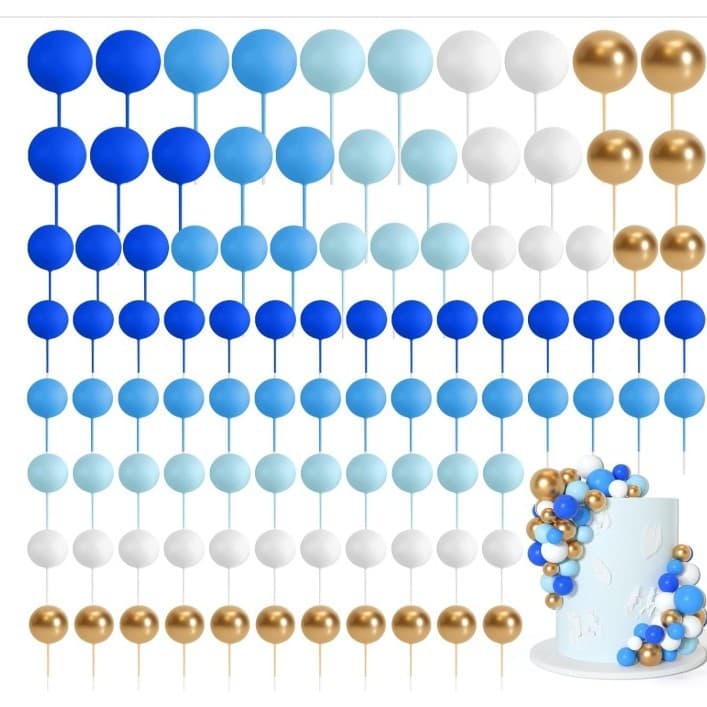 75pcs Assorted Cake Foam Balls in Gold, Silver, and Colored Balls for Birthday Party Dessert Table Decor Wholesale