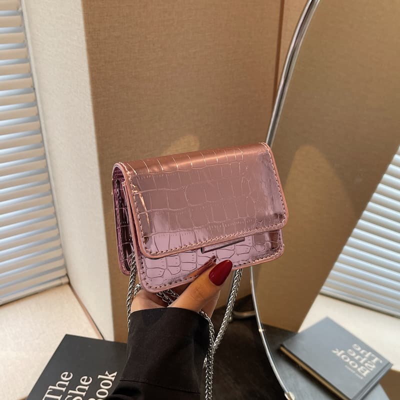 Trendy Design Popular Glossy 2025 Summer New Fashion Minimalist Chain Shoulder Small Square Bag