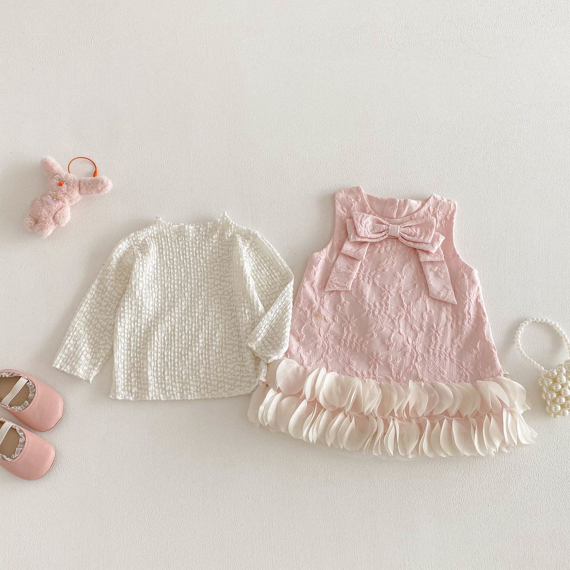 [No return, no exchange] Girls Korean style bottoming shirt 2026 new spring baby style jacquard love T-shirt trendy