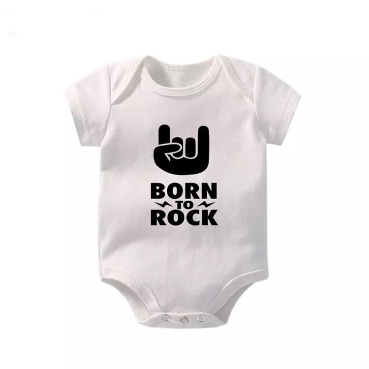 Ins 100% Cotton Newborn Born to Rock Printed Baby Bodysuit Onesie Triangle Romper Crawling Outfit for AliExpress