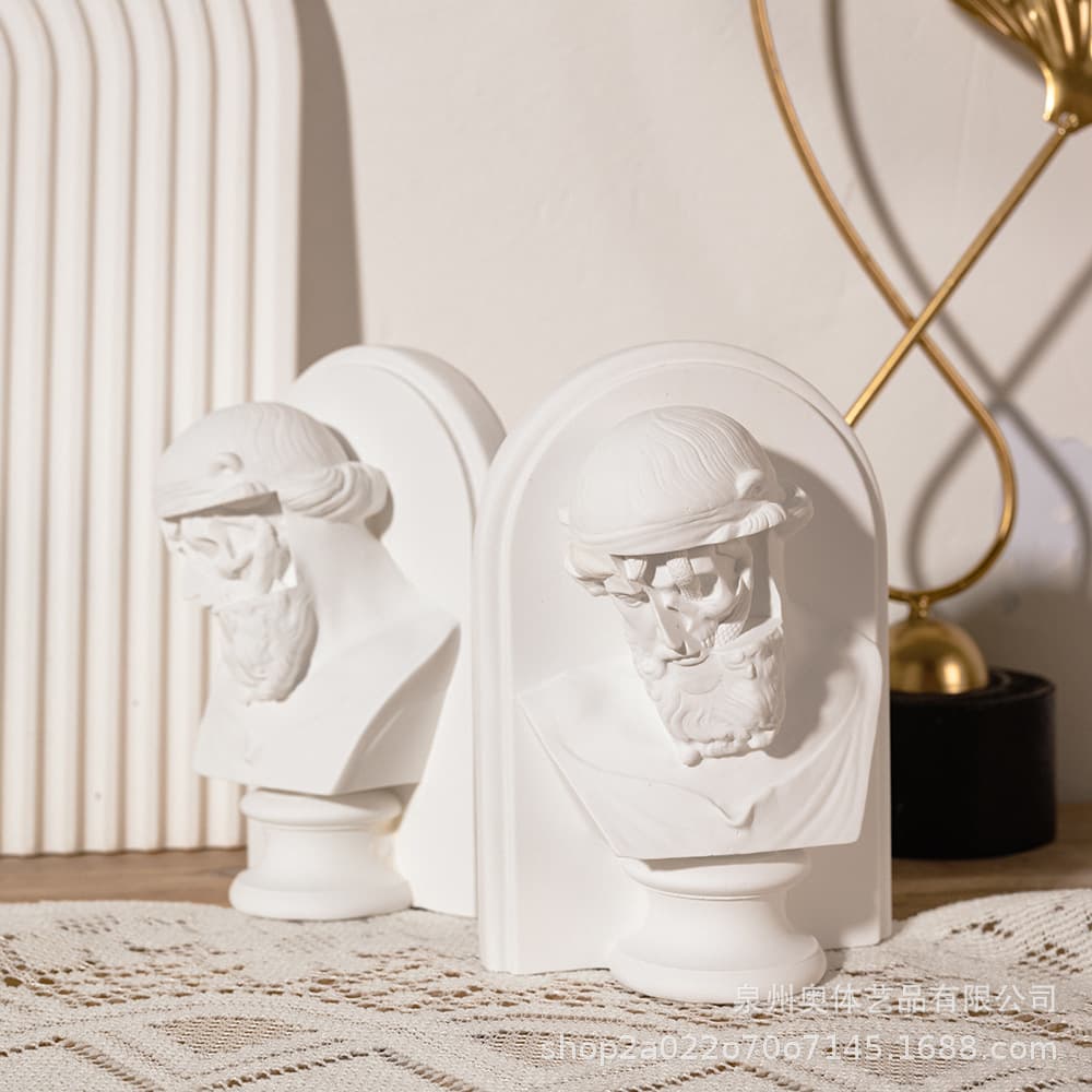European Roman Sculpture Vintage Bookend Office Study Book Stand Desktop Book Organizer Home Decorative Ornament