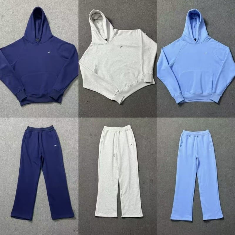 Cross-border foreign trade trendy brand 6PM Drill embroidered letters hip-hop velvet hooded sweatshirt casual trousers suit for men