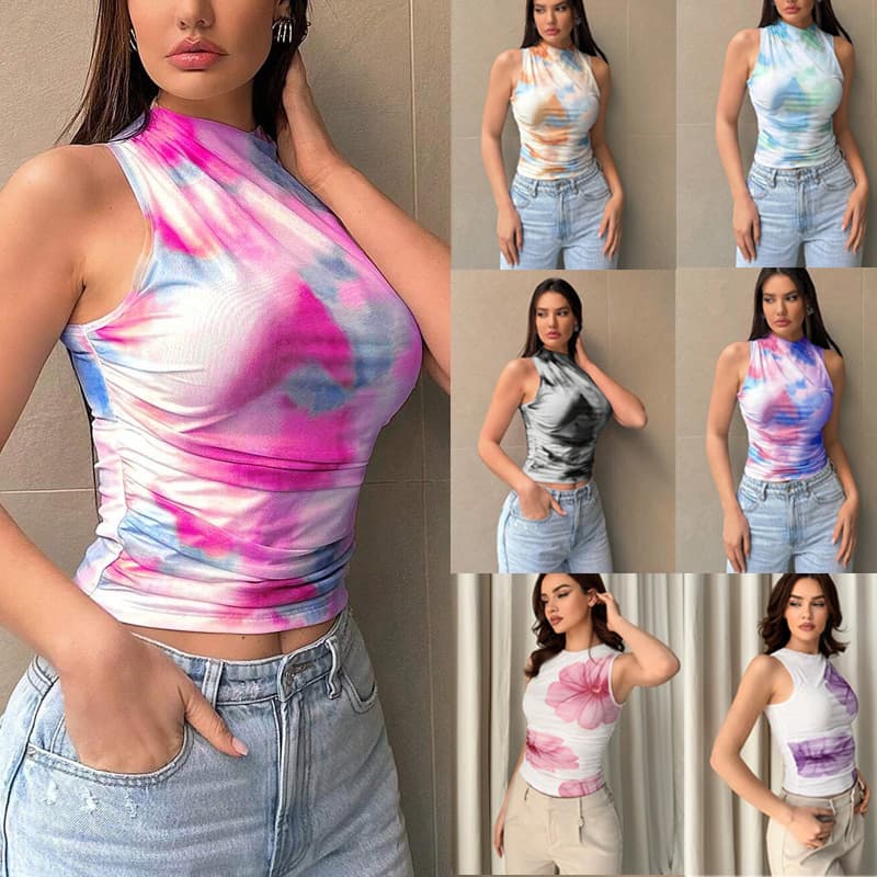 2025 New Fashion Cool Street Style Printed Mesh Vest Cross-border Hot Selling in Europe, America and Southeast Asia Explosions Women's Wholesale