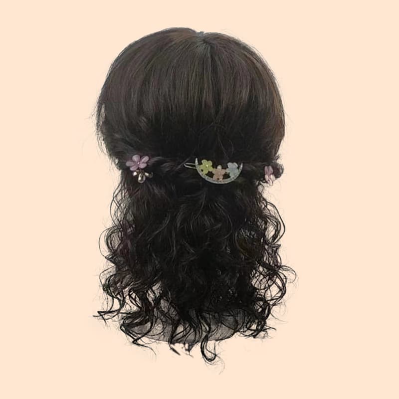 Wig origin middle-aged and elderly mothers temperament updo hairstyle real human hair fashion short curly hair handmade updo hairstyle