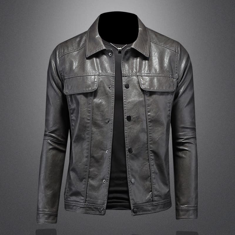 2025 Autumn New Men's PU Leather Jacket, Korean Slim Fit Casual Simple Youth Style Coat