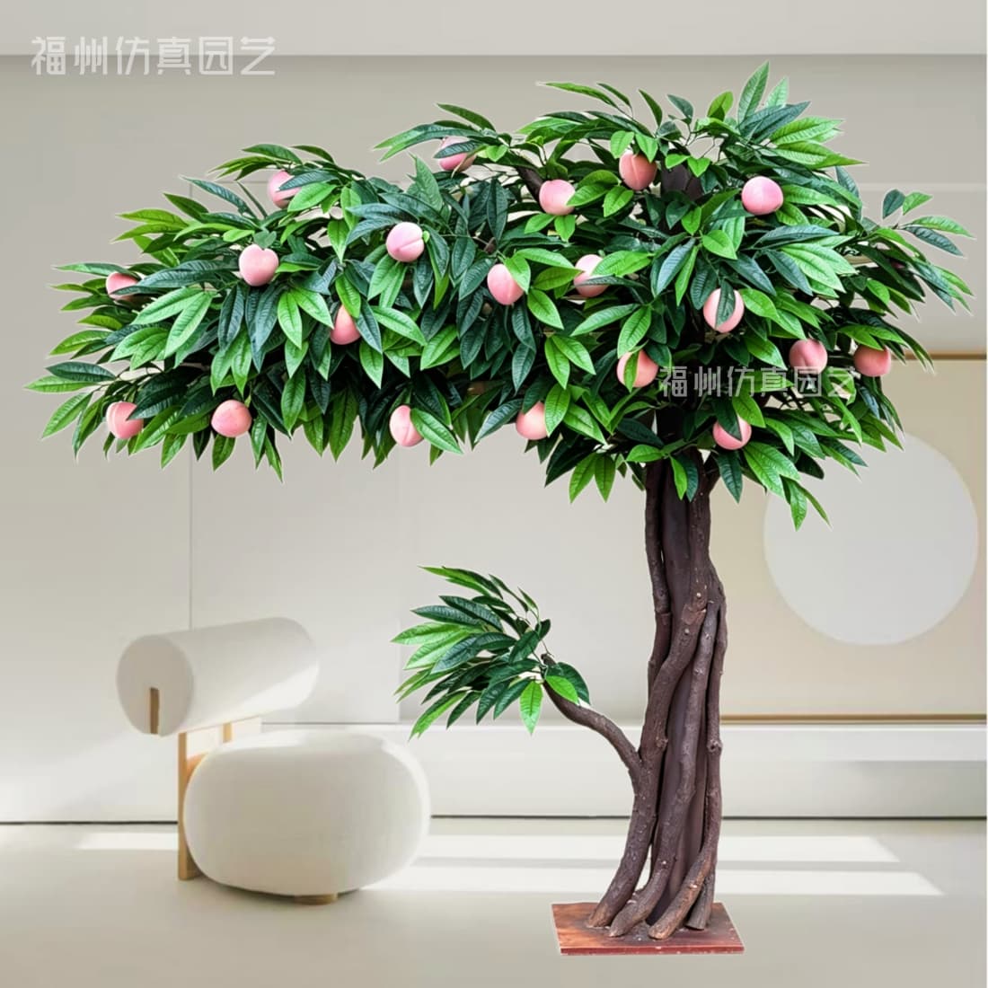 Simulation Peach Tree Artificial Peach Apple Hawthorn Tree Indoor Fake Tree Decoration Mall Fruit Shop Prop Floor Ornament