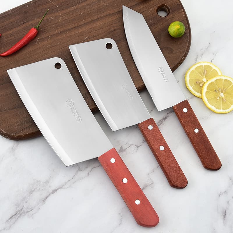 Wooden Handle Chef Knife Stainless Steel Kitchen Chopper Home Use Customizable Cutting, Chopping, and Bone-Cleaving Knife