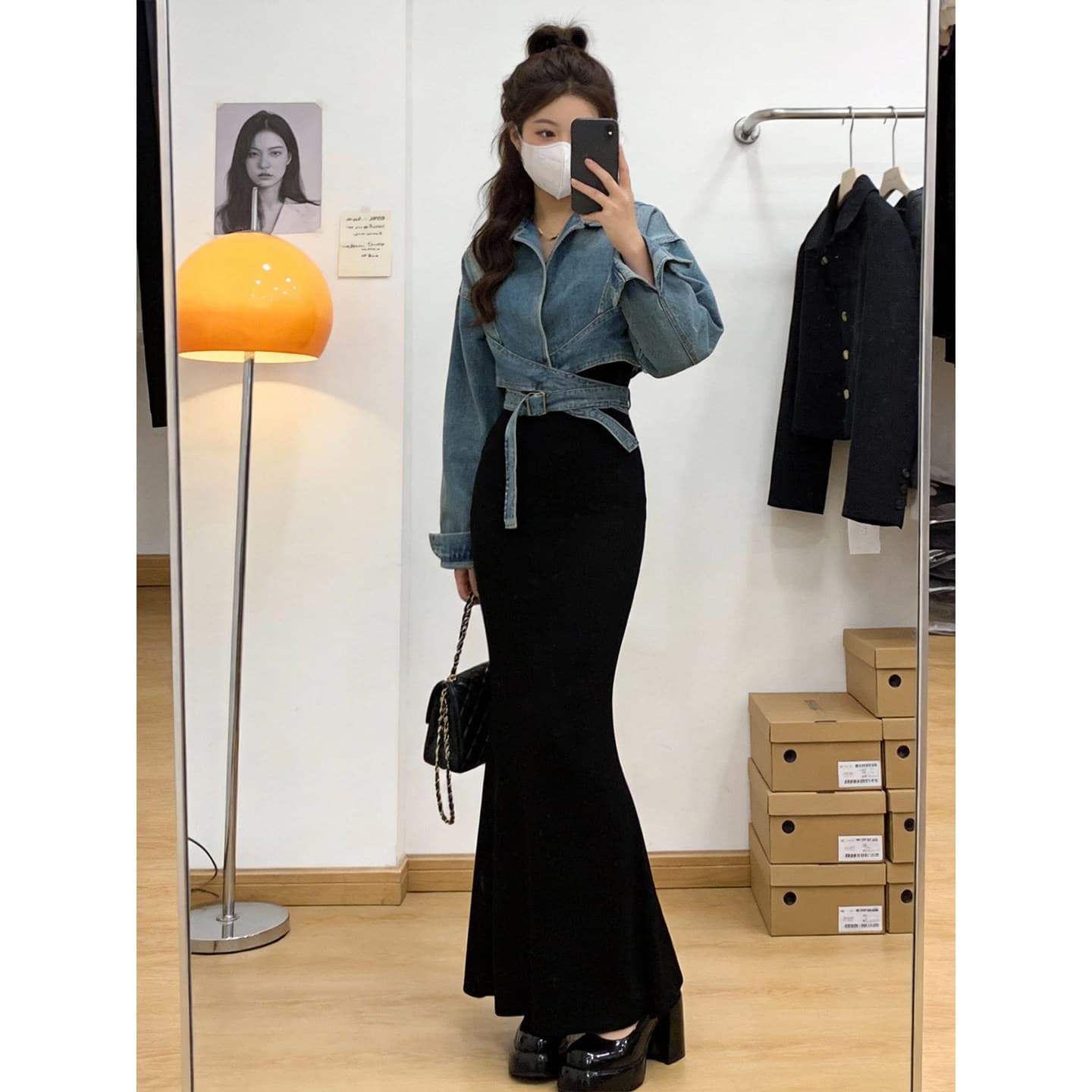 Hong Kong Retro Style Denim Jacket for Women, Spring/Autumn Short Tie-Waist Versatile Jacket