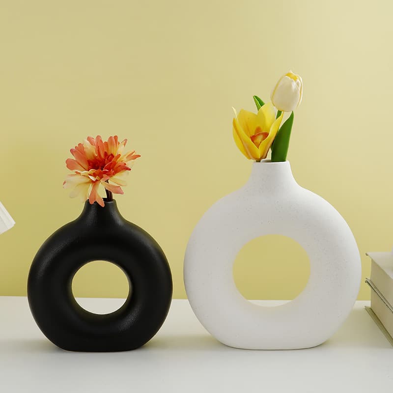Ceramic Vase Decoration for Living Room, Dried Flower Arrangement, Coarse Pottery Vase Craft, Nordic Style Flower Vessel