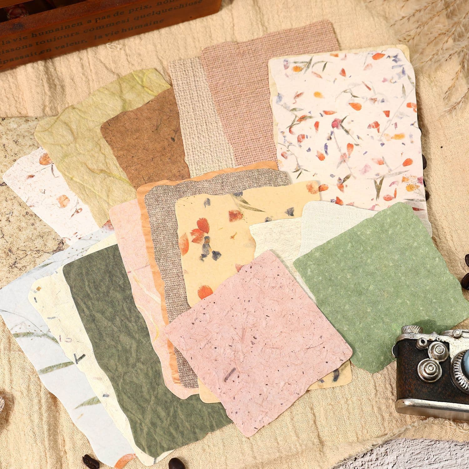 Gugu Forest Material Paper - Between Pages Four Seasons Series - American Vintage Texture Base Collage Decoration 28 Sheets